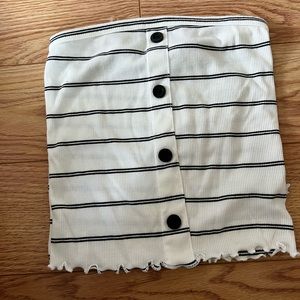 black & white striped buttoned tube top never worn
